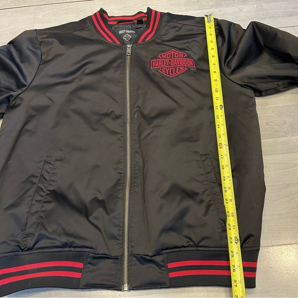 Harley-Davidson Flying Eagle Black/Red Bomber Jacket Mens L Full Zip Racing - Picture 7 of 11